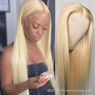 100% Mink Raw Virgin Cuticle Aligned Brazilian Blonde Lace Frontal Wig Human Hair 613 Transparent Lace Front Wigs With Baby Hair